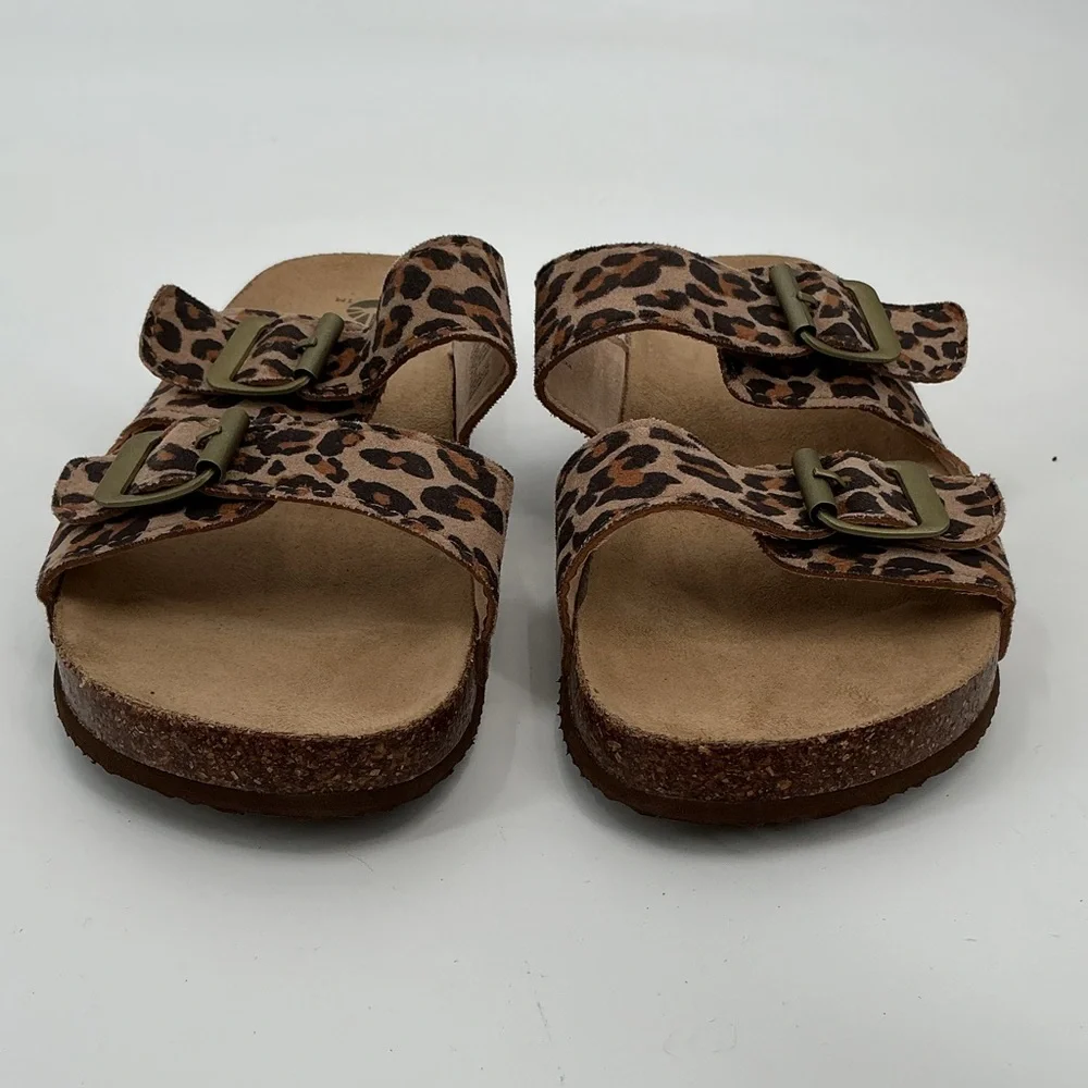 Leopard Print Double Buckle Slide Academy Sandals - Women's